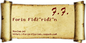 Foris Flórián névjegykártya